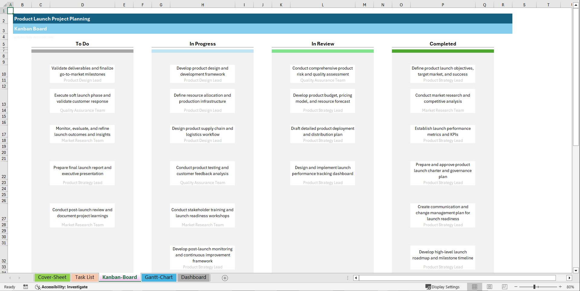 Product Launch  Project Planning Template (Excel template (XLSX)) Preview Image
