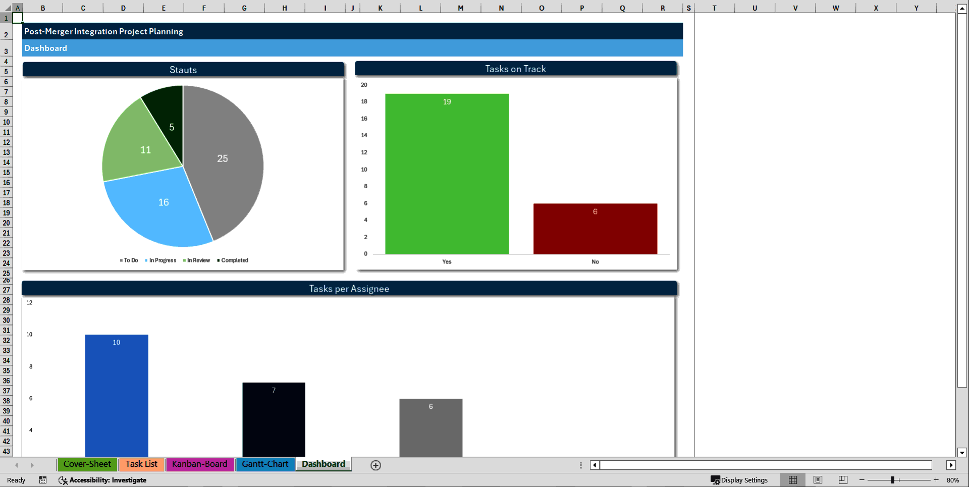 Post-Merger Integration (PMI) Project Planning Template (Excel template (XLSX)) Preview Image