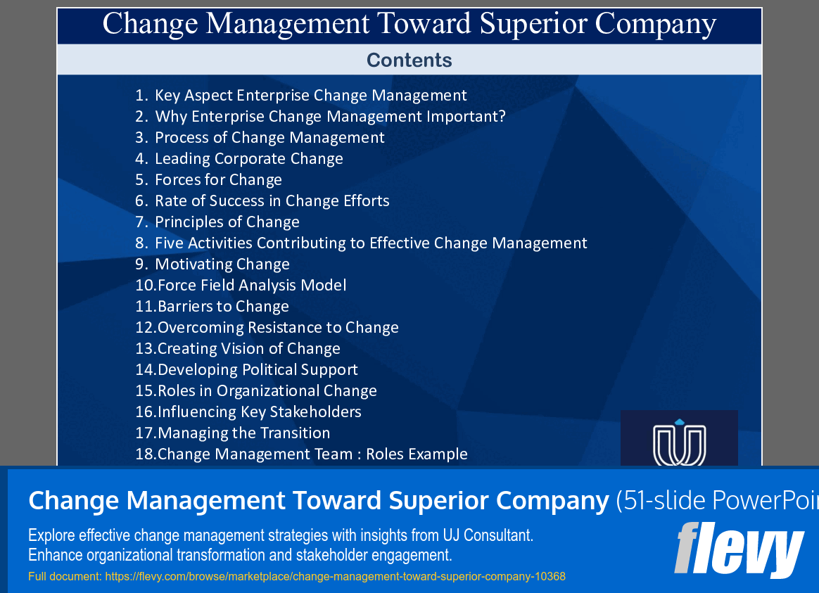 Change Management Toward Superior Company (51-slide PPT PowerPoint presentation slide deck (PPTX)) Preview Image