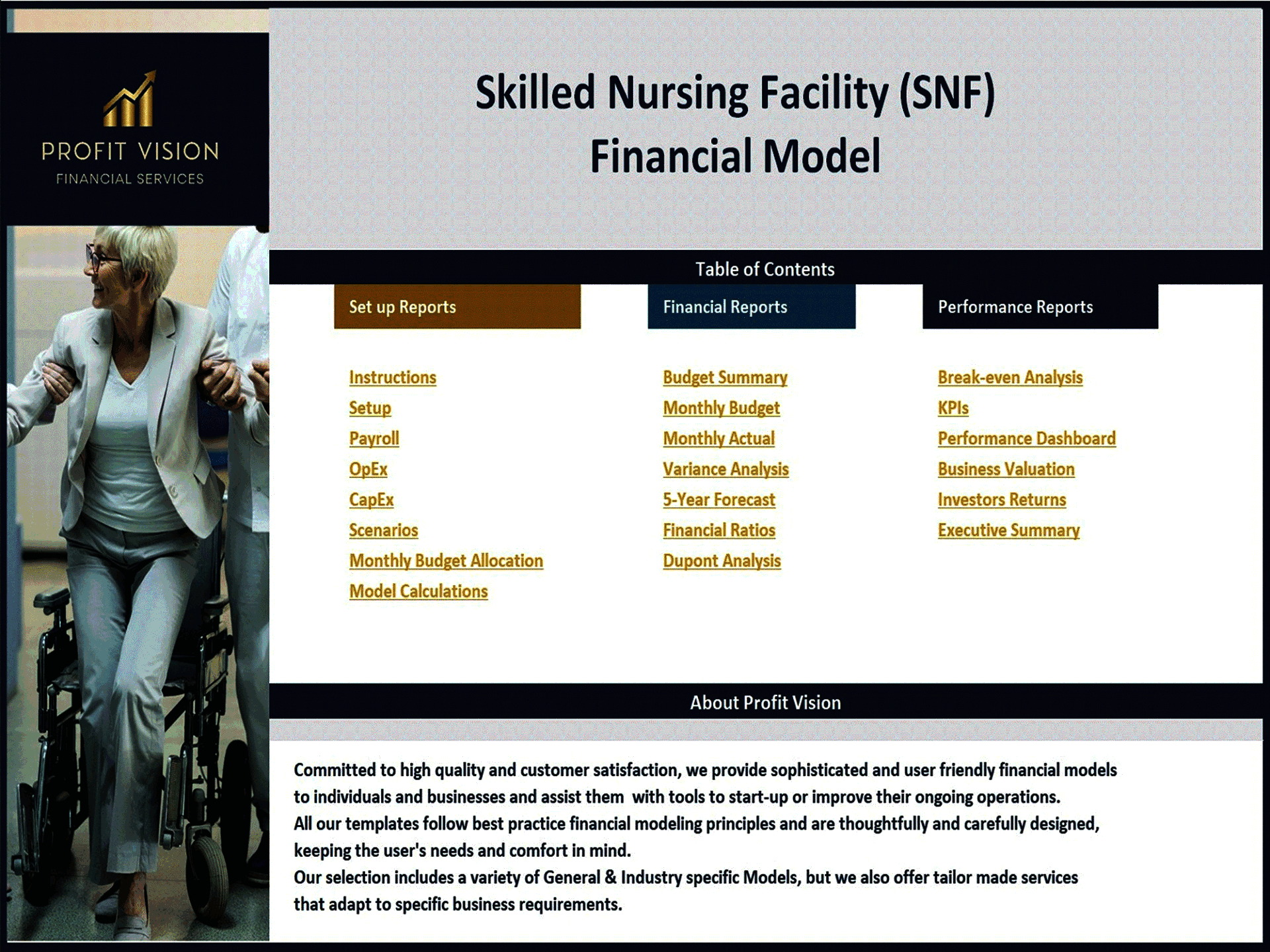 Skilled Nursing Facility (SNF) – 5 Year Financial Model (Excel template (XLSX)) Preview Image