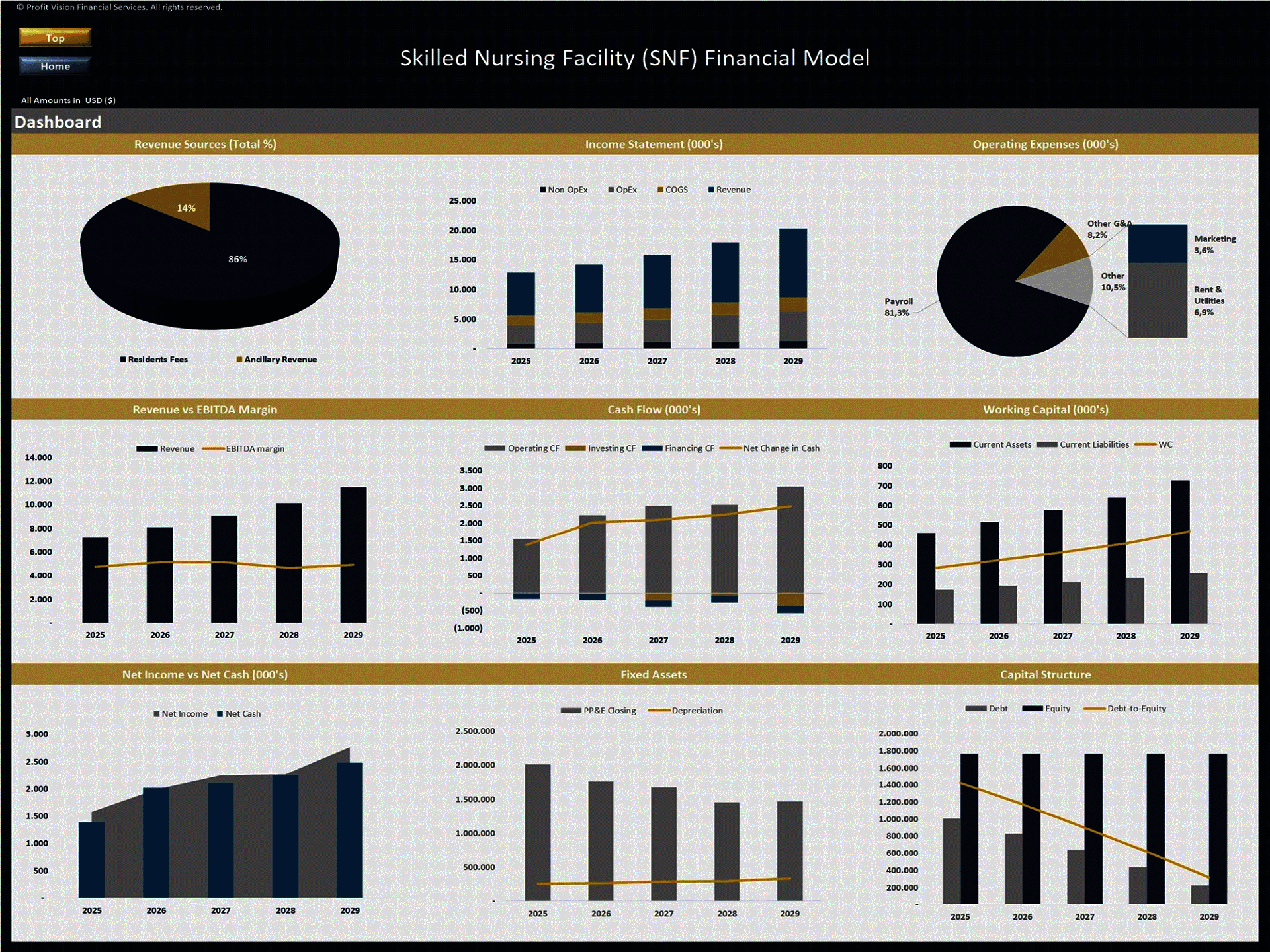 Skilled Nursing Facility (SNF) – 5 Year Financial Model (Excel template (XLSX)) Preview Image