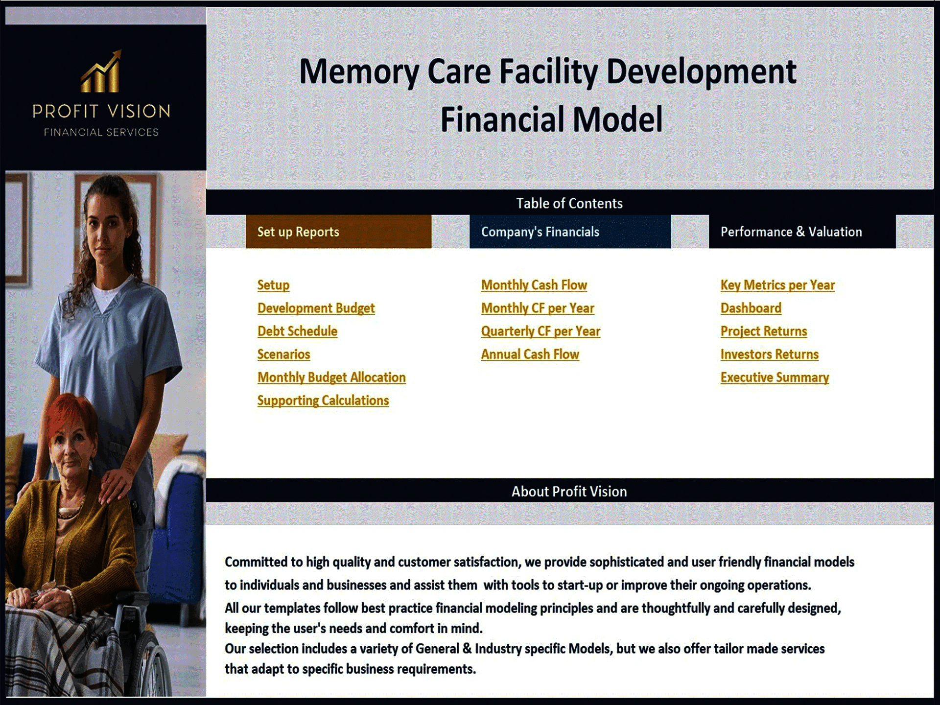 Memory Care Facility Development – 15 Year Financial Model (Excel template (XLSX)) Preview Image