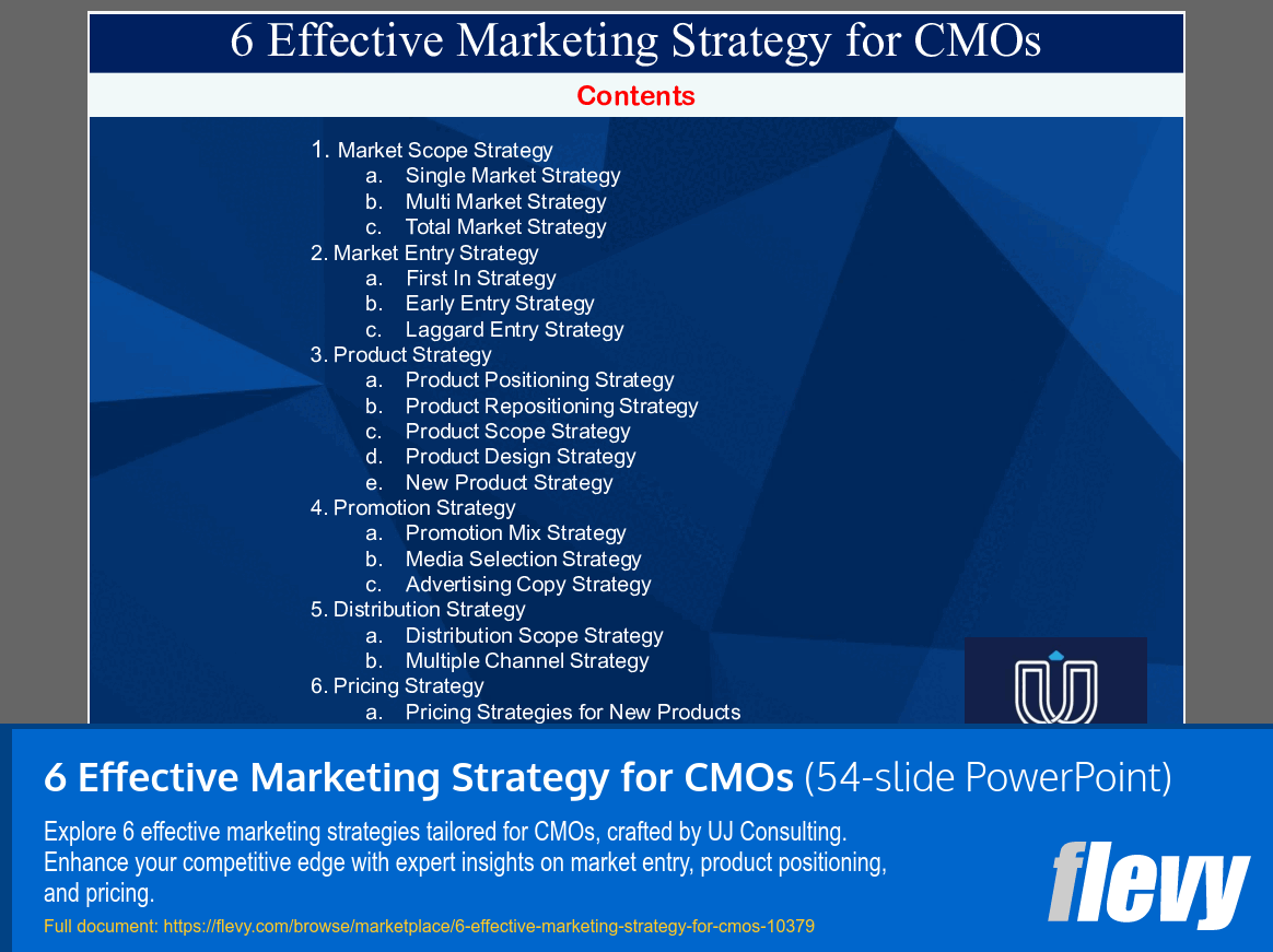 6 Effective Marketing Strategy for CMOs (54-slide PPT PowerPoint presentation slide deck (PPTX)) Preview Image