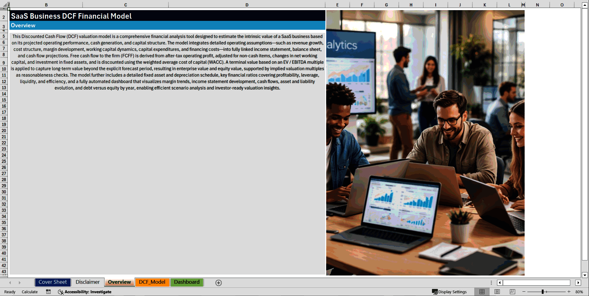 SaaS Business Discounted Cash Flow (DCF) Financial Model (Excel template (XLSX)) Preview Image