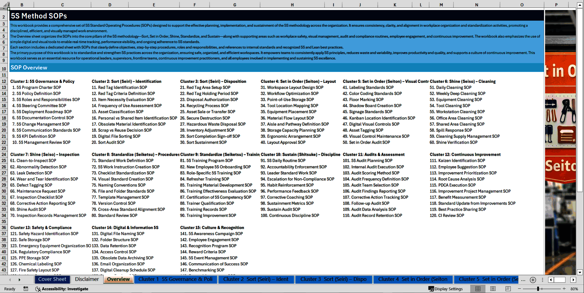 100+ 5S Method SOPs (Excel template (XLSX)) Preview Image