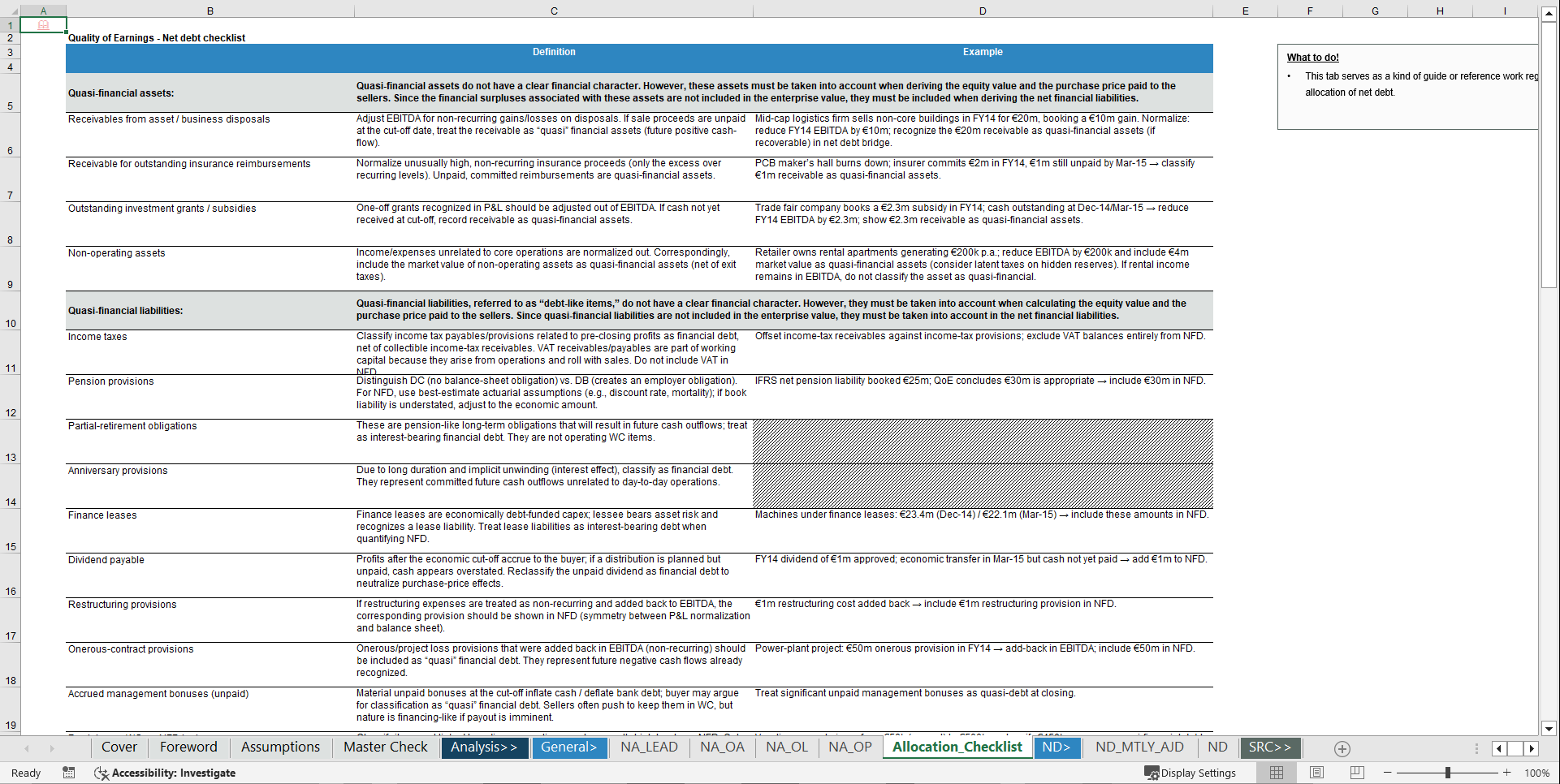 Transaction Services – FDD Net Debt & Debt-Like Items Model (Excel template (XLSX)) Preview Image