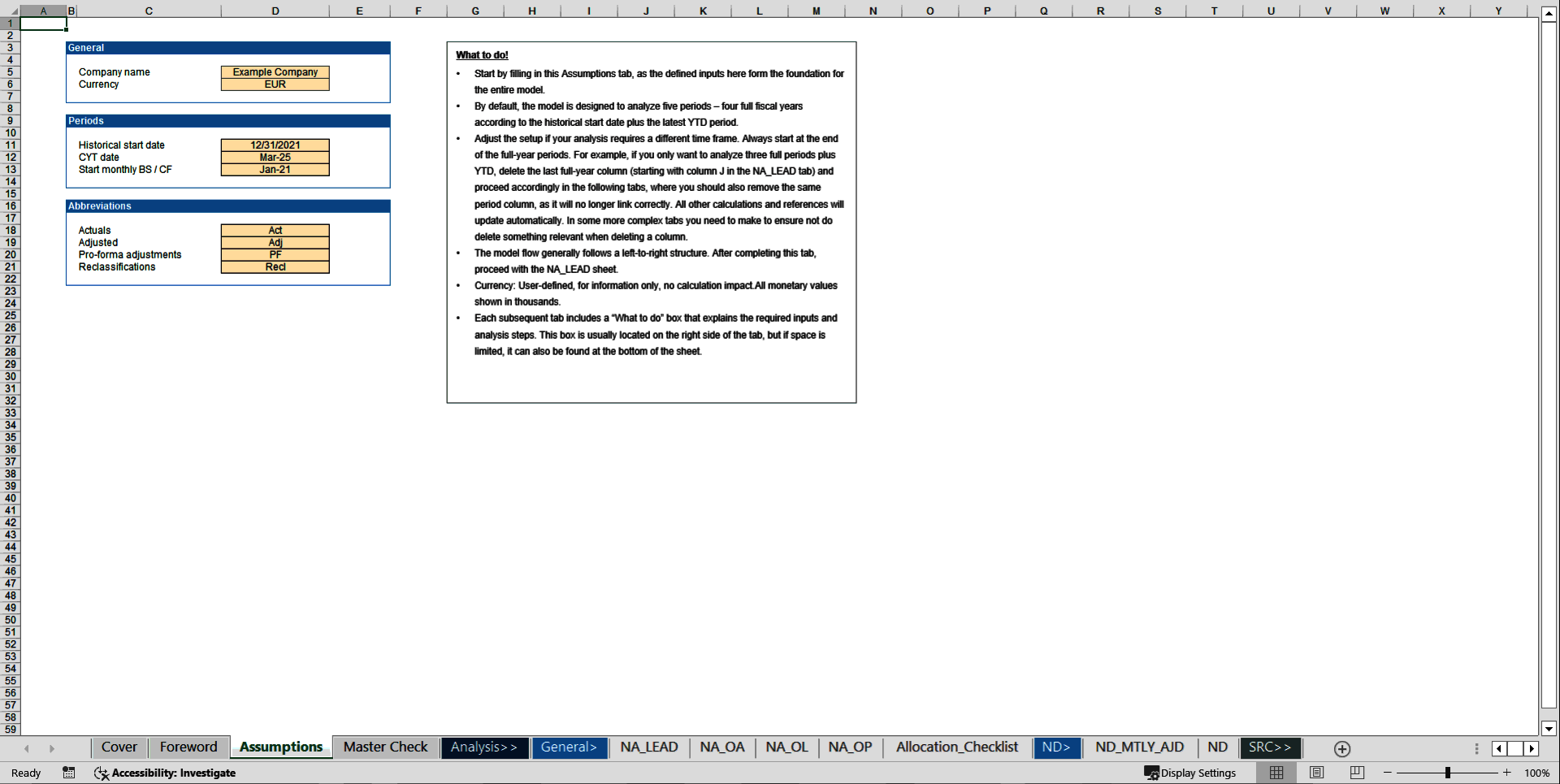 Transaction Services – FDD Net Debt & Debt-Like Items Model (Excel template (XLSX)) Preview Image