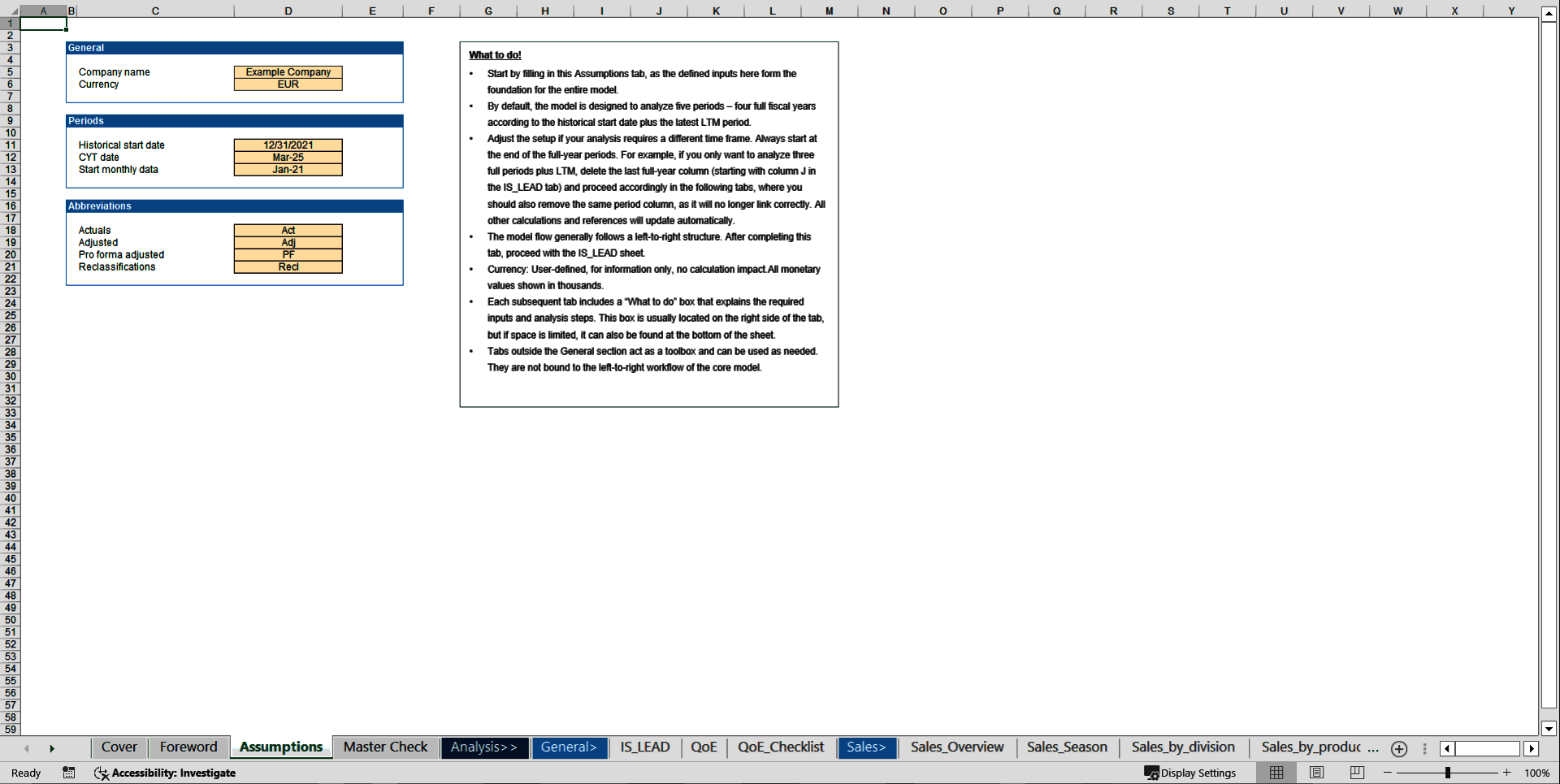 Transaction Services – FDD Sales & Profitability Analysis (Excel template (XLSX)) Preview Image