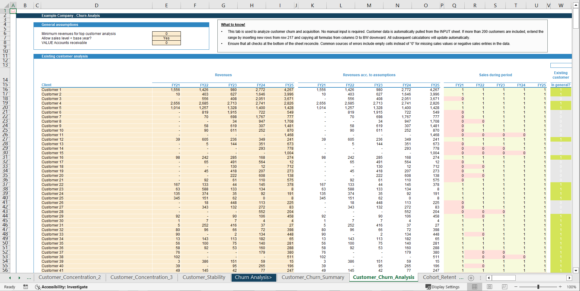 Customer Churn Analysis Model (Excel template (XLSX)) Preview Image
