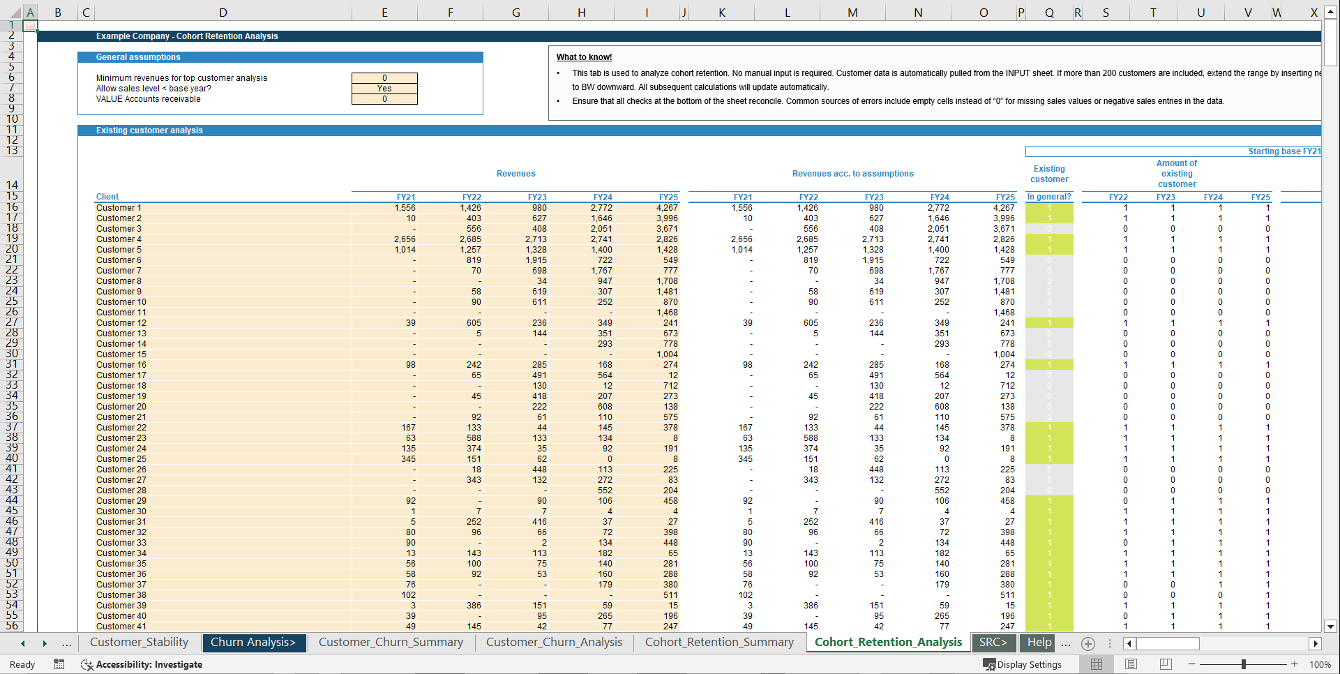 Customer Churn Analysis Model (Excel template (XLSX)) Preview Image