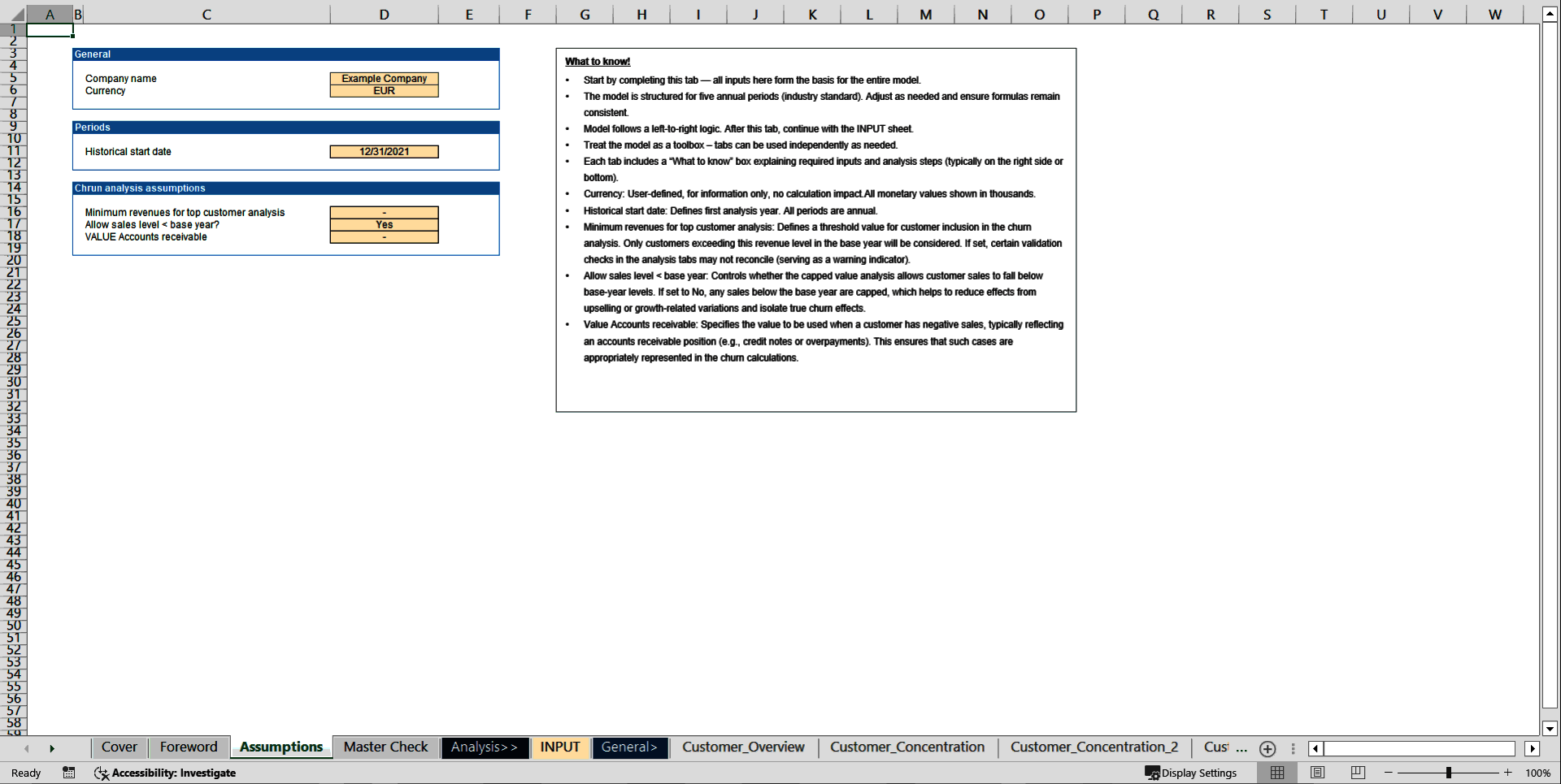 Customer Churn Analysis Model (Excel template (XLSX)) Preview Image