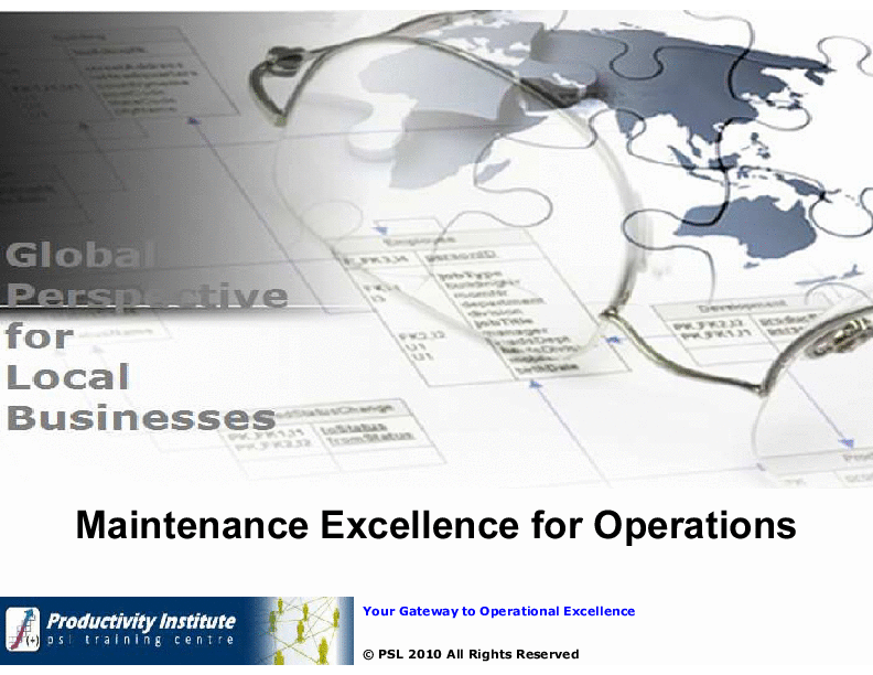 This is a partial preview of Maintenance Excellence for Operations (82-slide PowerPoint presentation (PPTX)). Full document is 82 slides. 