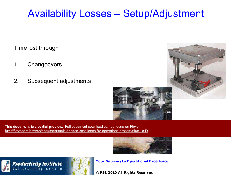 Maintenance Excellence for Operations (82-slide PPT PowerPoint presentation (PPTX)) Preview Image
