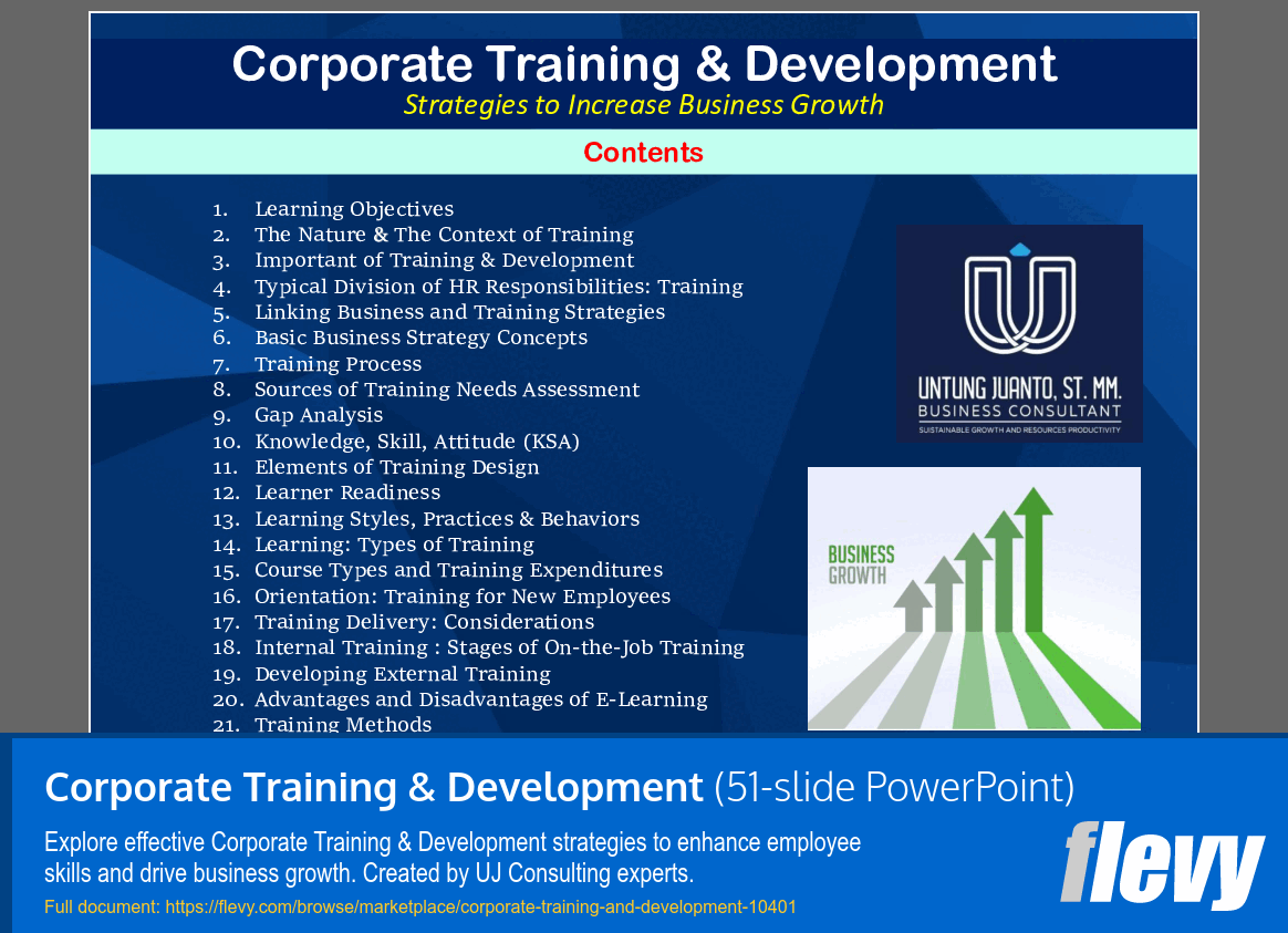Corporate Training & Development (51-slide PPT PowerPoint presentation slide deck (PPTX)) Preview Image