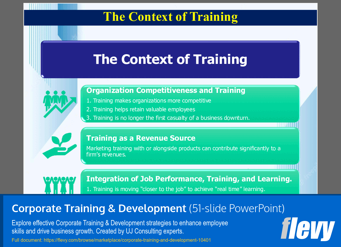 Corporate Training & Development (51-slide PPT PowerPoint presentation slide deck (PPTX)) Preview Image