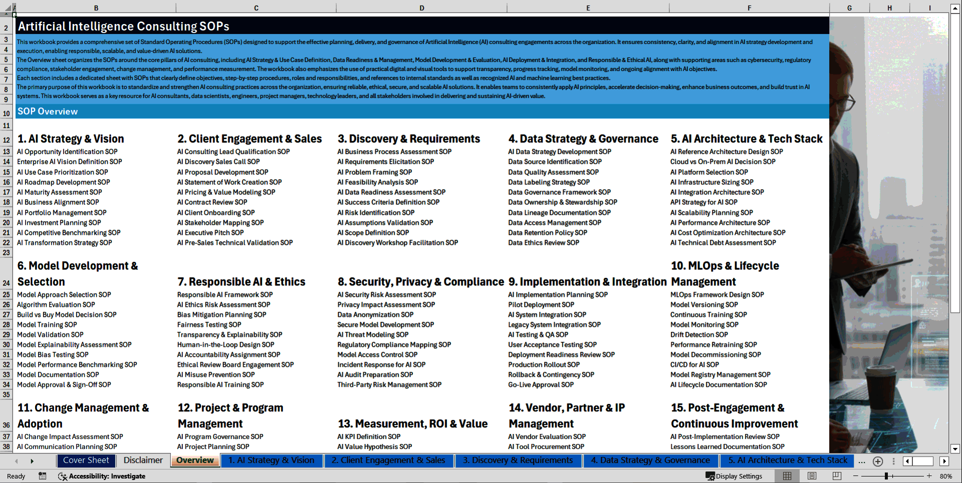100+ Artificial Intelligence (AI) Consulting SOPs (Excel template (XLSX)) Preview Image