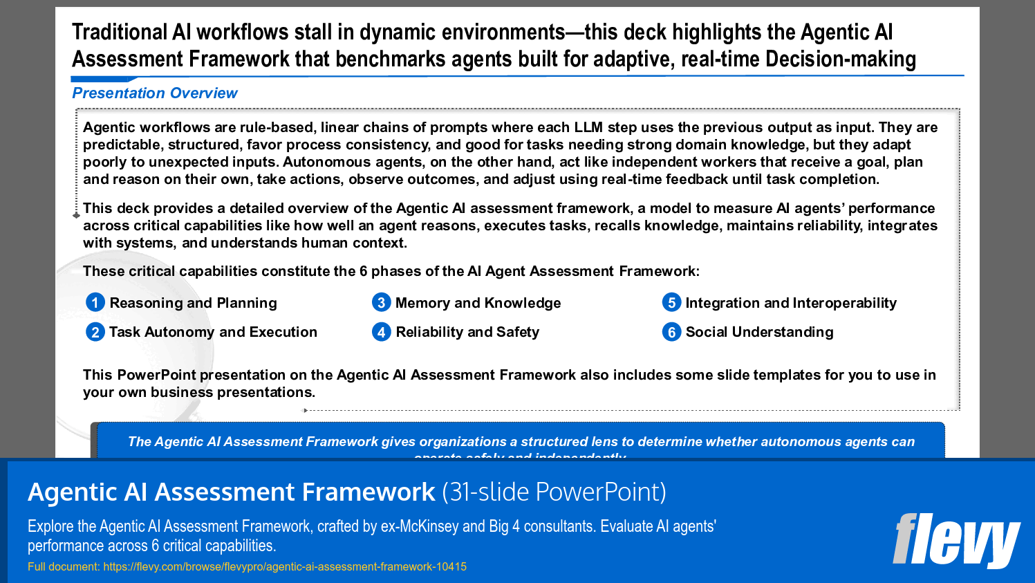 Agentic AI Assessment Framework (31-slide PPT PowerPoint presentation slide deck (PPTX)) Preview Image