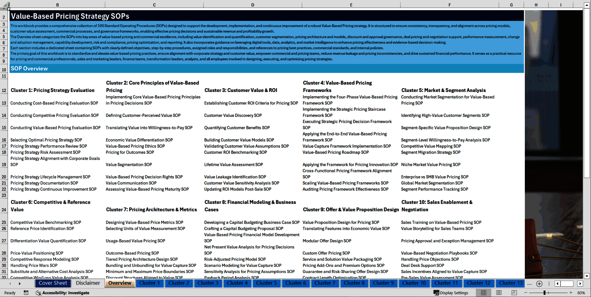 100+ Value-based Pricing Strategy SOPs (Excel template (XLSX)) Preview Image