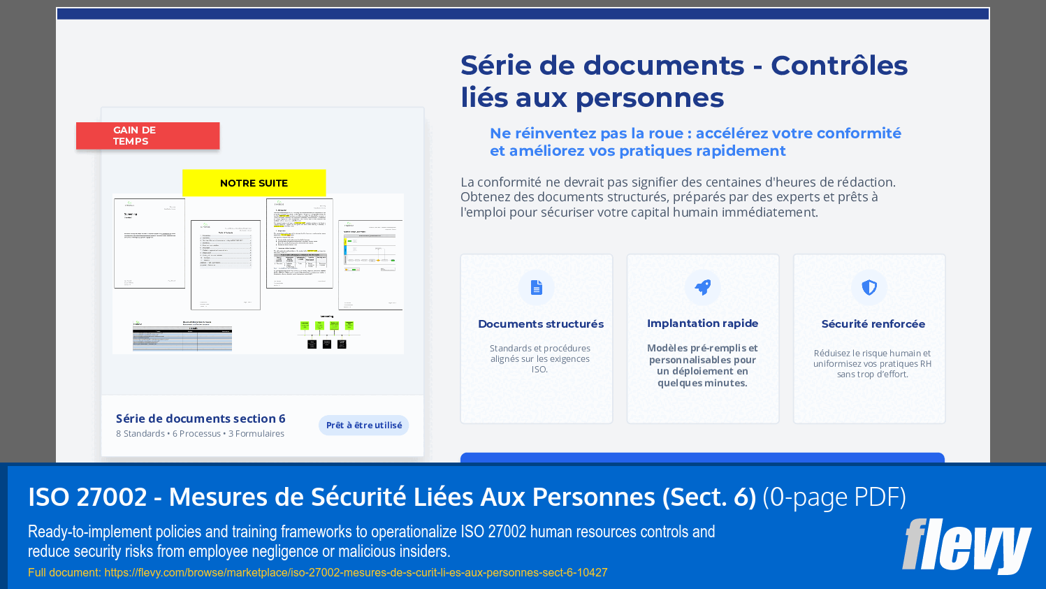 ISO 27002 - Mesures de Sécurité Liées Aux Personnes (Sect. 6) (0-page PDF document) Preview Image