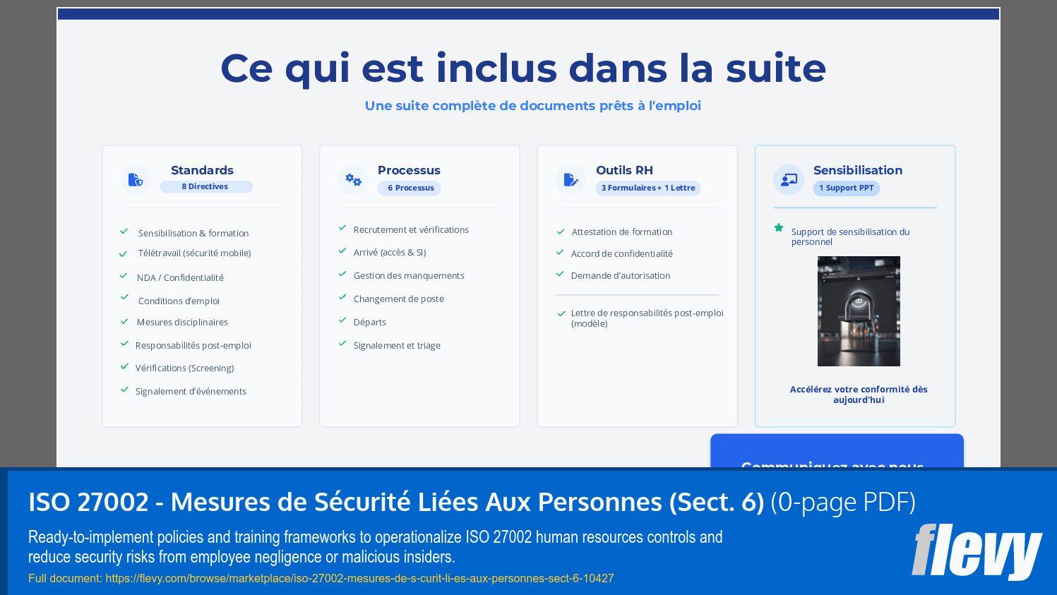 ISO 27002 - Mesures de Sécurité Liées Aux Personnes (Sect. 6) (0-page PDF document) Preview Image