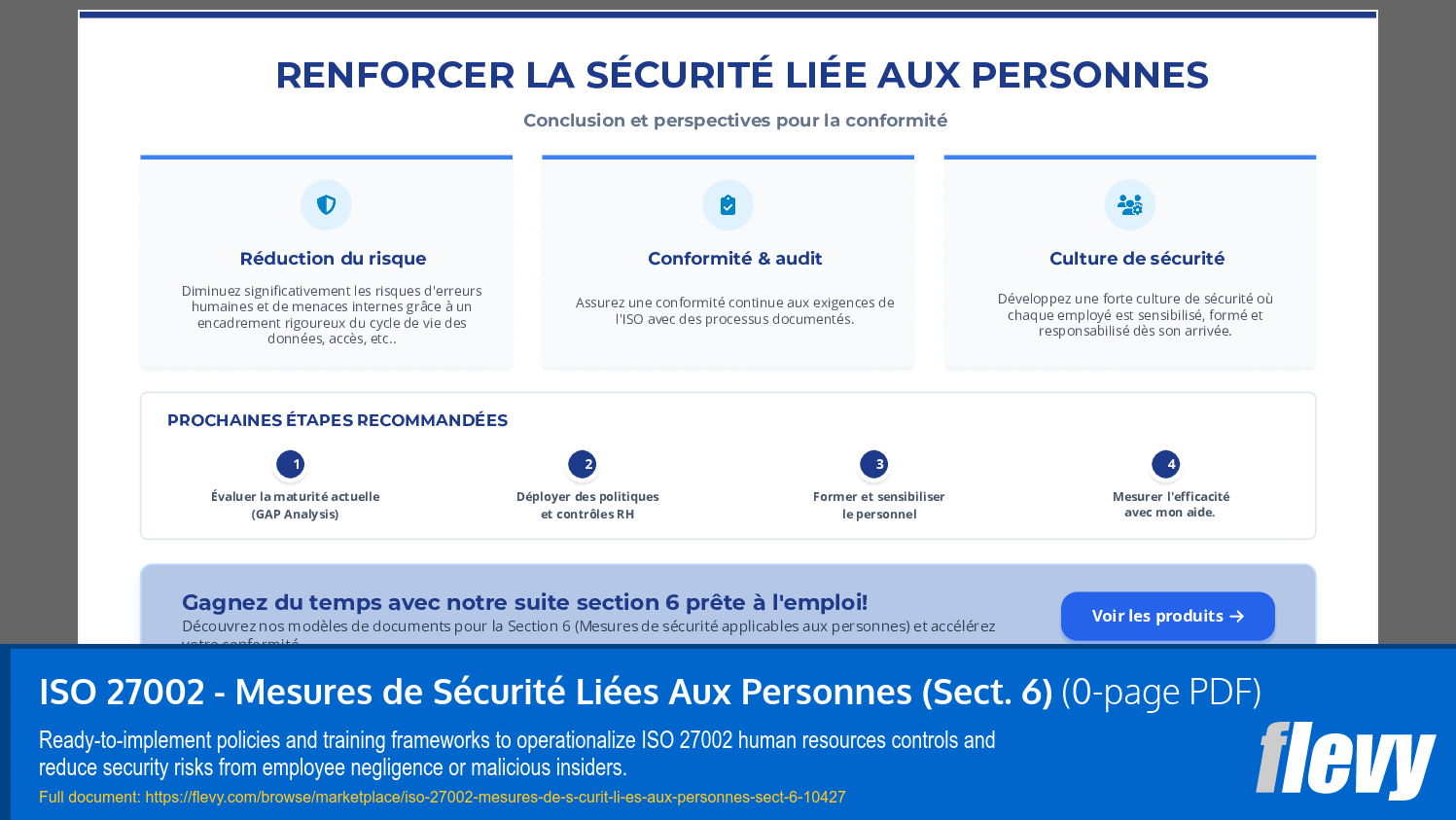 ISO 27002 - Mesures de Sécurité Liées Aux Personnes (Sect. 6) (0-page PDF document) Preview Image