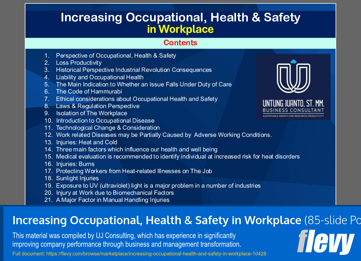 Increasing Occupational, Health & Safety in Workplace (85-slide PPT PowerPoint presentation slide deck (PPTX)) Preview Image