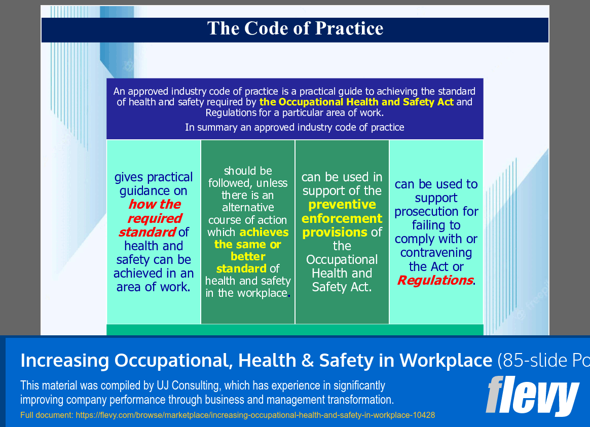 Increasing Occupational, Health & Safety in Workplace (85-slide PPT PowerPoint presentation slide deck (PPTX)) Preview Image