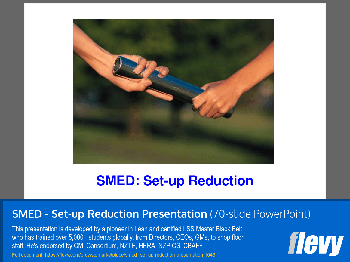 SMED - Set-up Reduction Presentation (70-slide PPT PowerPoint presentation (PPT)) Preview Image