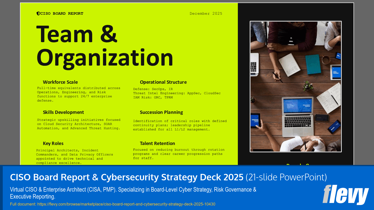CISO Board Report & Cybersecurity Strategy Deck 2025 (21-slide PPT PowerPoint presentation slide deck (PPTX)) Preview Image