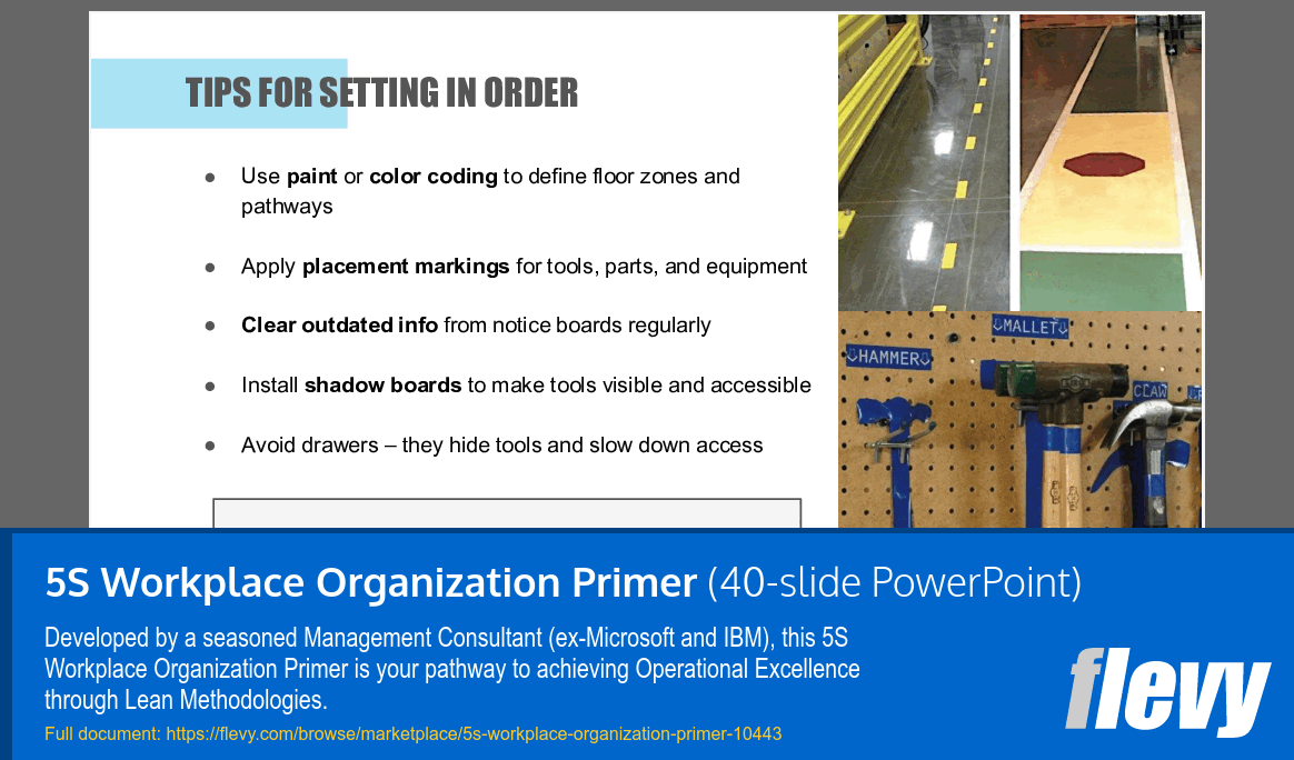 5S Workplace Organization Primer (40-slide PPT PowerPoint presentation slide deck (PPTX)) Preview Image