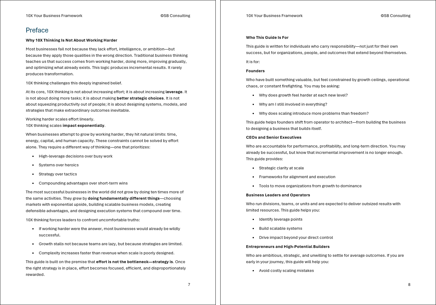 10X Your Business Framework (0-page Word document) Preview Image