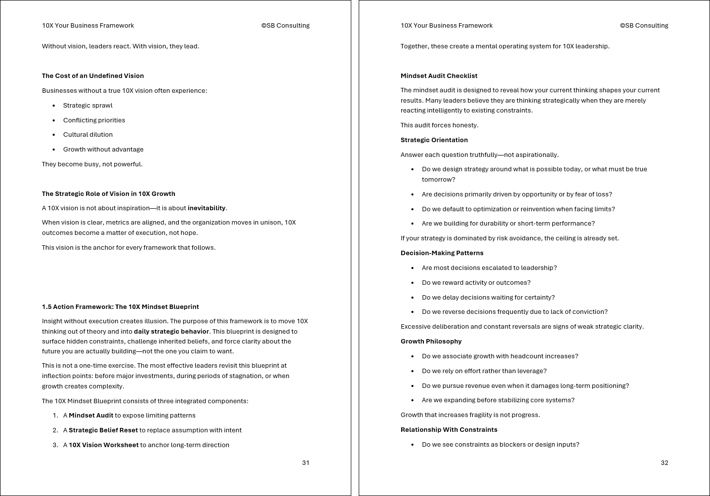 10X Your Business Framework (0-page Word document) Preview Image