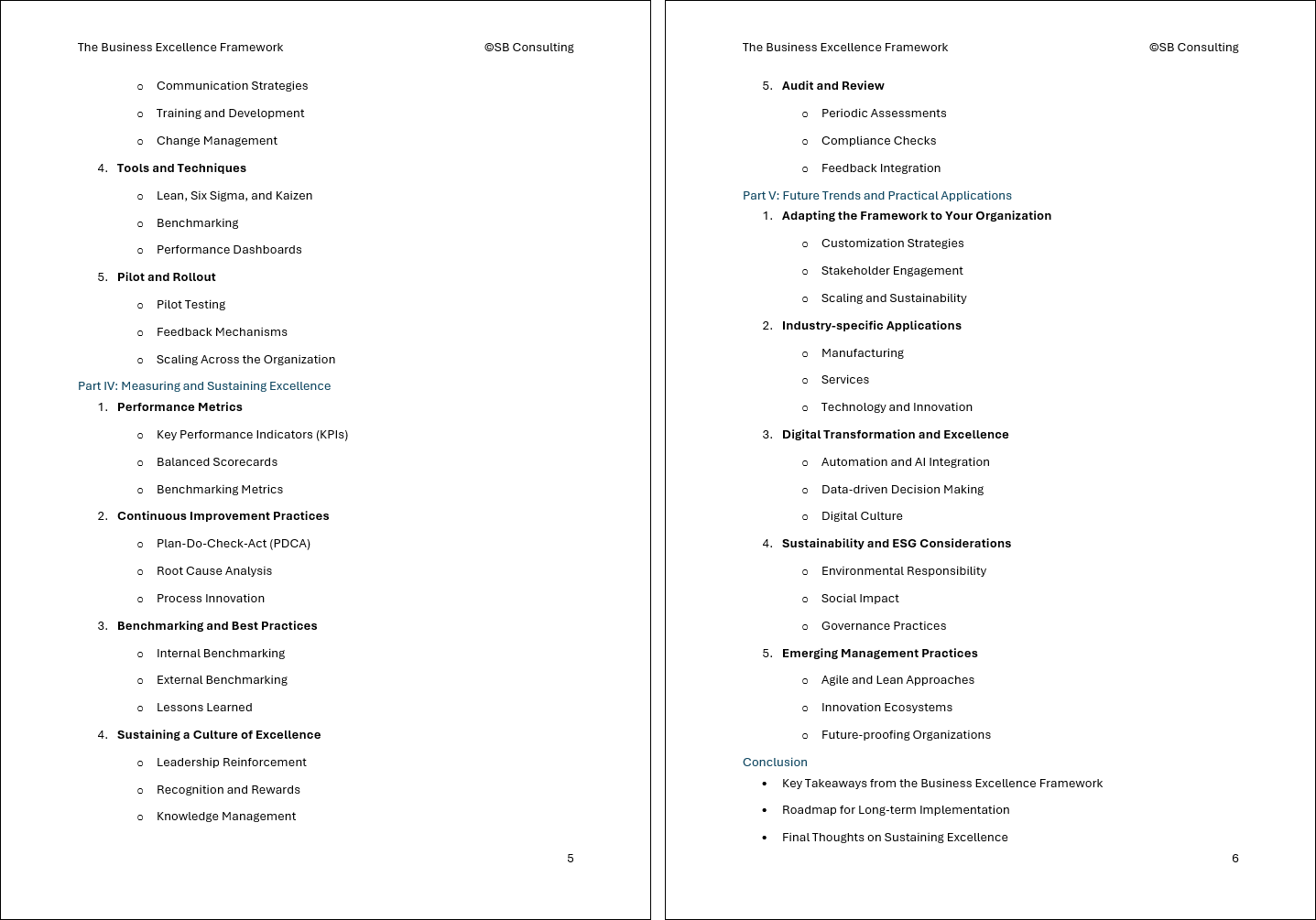 Business Excellence Framework (0-page Word document) Preview Image
