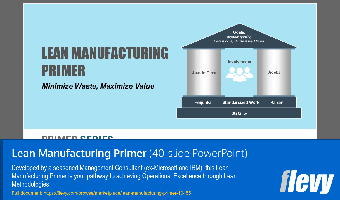 Lean Manufacturing Primer (40-slide PPT PowerPoint presentation slide deck (PPTX)) Preview Image