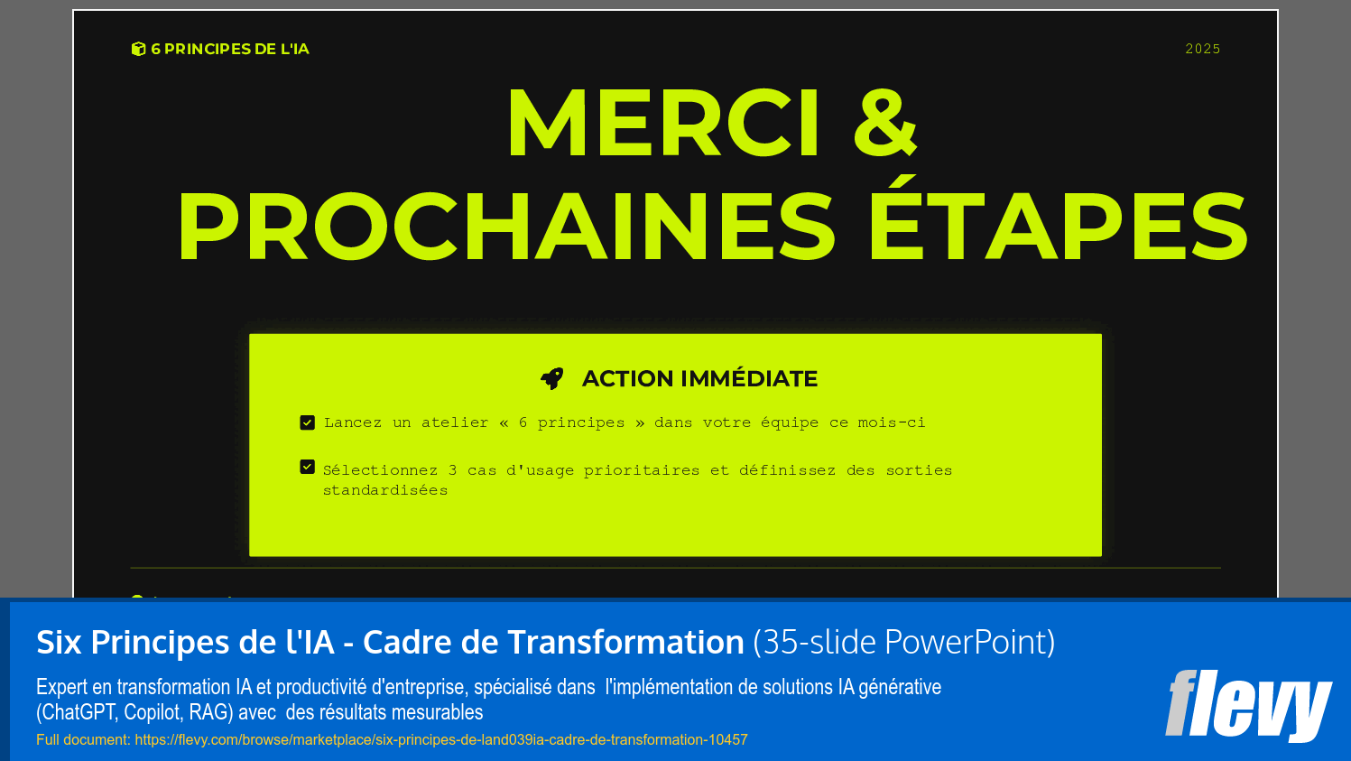 Six Principes de l'IA - Cadre de Transformation (35-slide PPT PowerPoint presentation slide deck (PPTX)) Preview Image