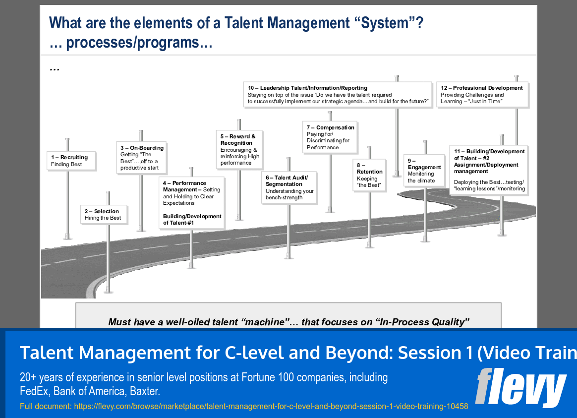 Talent Management for C-level and Beyond: Session 1 (Video Training) (19-slide PPT PowerPoint presentation slide deck (PPTX)) Preview Image