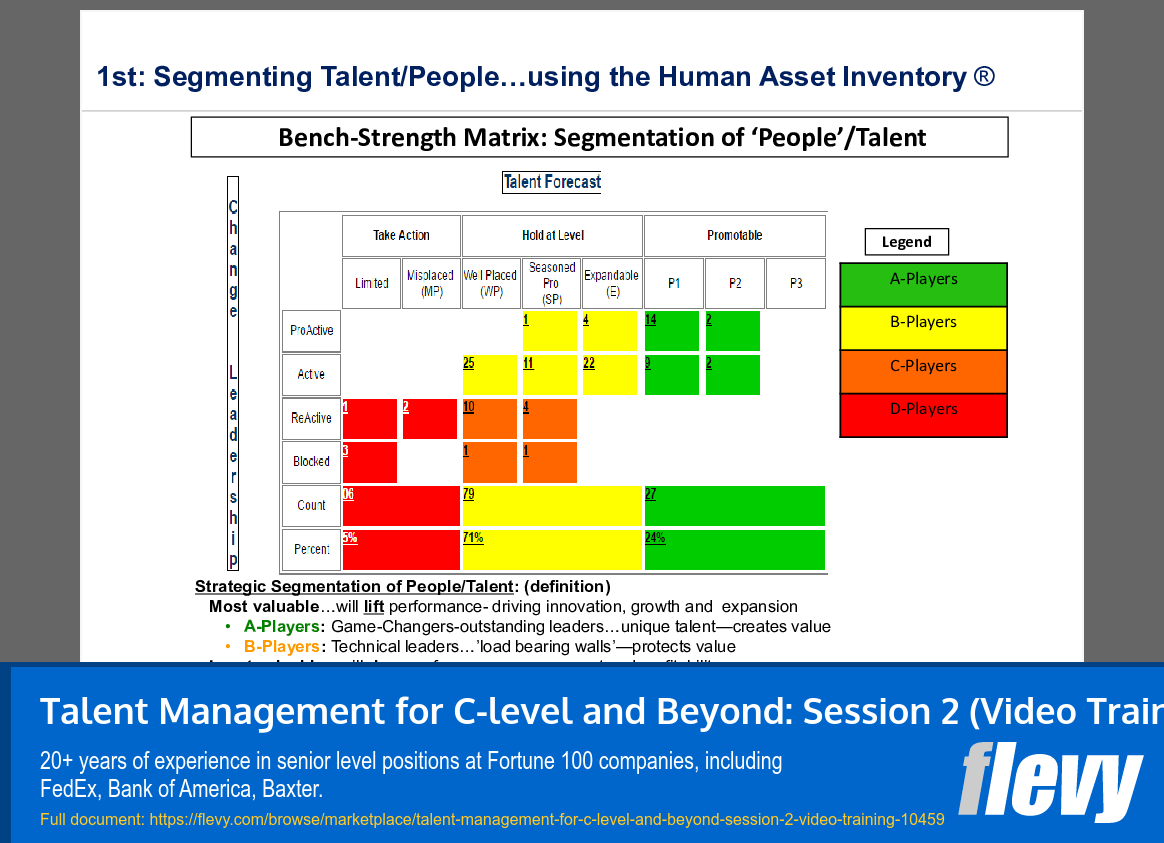 Talent Management for C-level and Beyond: Session 2 (Video Training) (42-slide PPT PowerPoint presentation slide deck (PPTX)) Preview Image