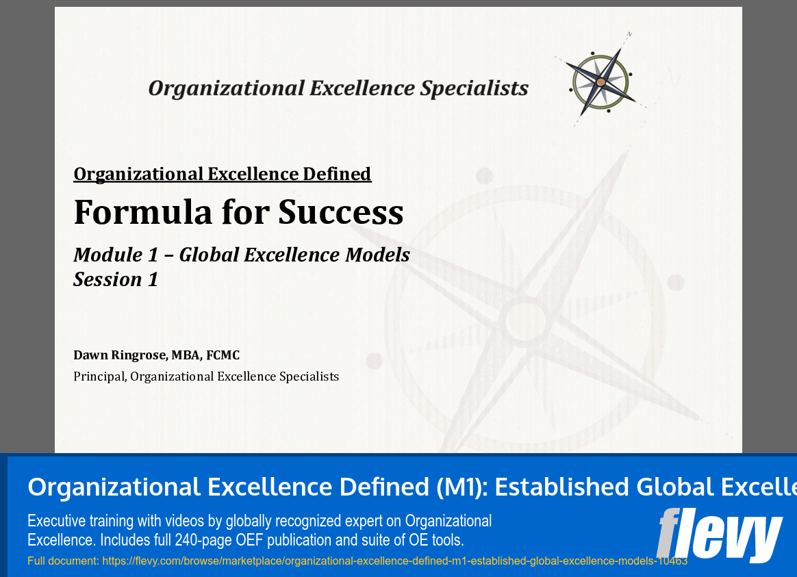Organizational Excellence Defined (M1): Established Global Excellence Models (21-slide PPT PowerPoint presentation slide deck (PPTX)) Preview Image