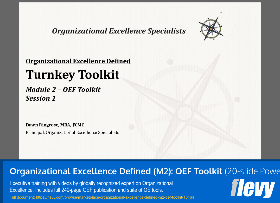 Organizational Excellence Defined (M2): OEF Toolkit (Video Training) (20-slide PPT PowerPoint presentation slide deck (PPTX)) Preview Image