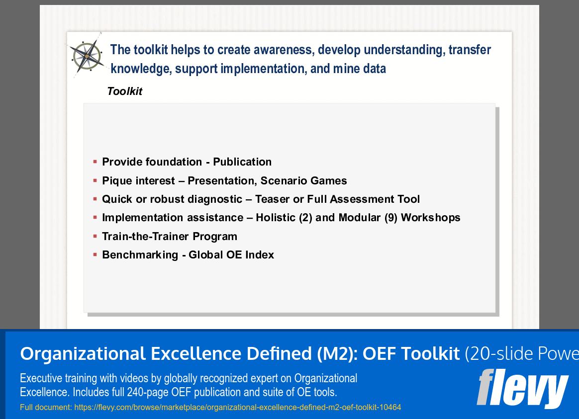 Organizational Excellence Defined (M2): OEF Toolkit (Video Training) (20-slide PPT PowerPoint presentation slide deck (PPTX)) Preview Image