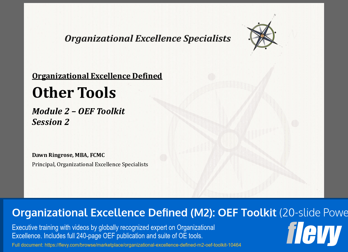 Organizational Excellence Defined (M2): OEF Toolkit (Video Training) (20-slide PPT PowerPoint presentation slide deck (PPTX)) Preview Image