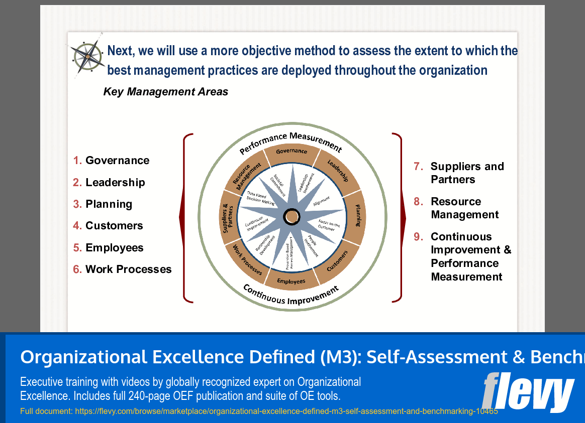 Organizational Excellence Defined (M3): Self-Assessment & Benchmarking (Video Training) (37-slide PPT PowerPoint presentation slide deck (PPTX)) Preview Image