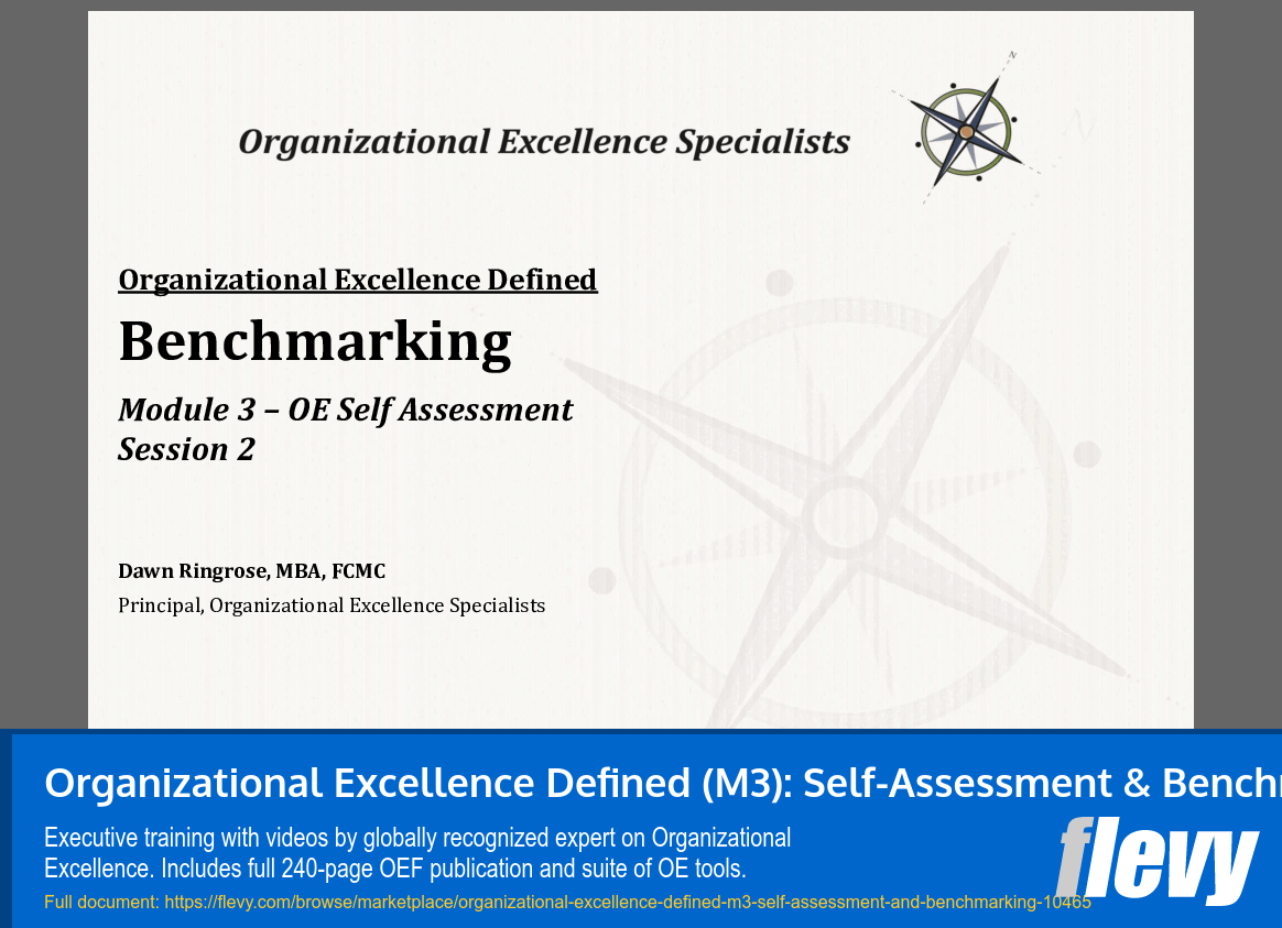Organizational Excellence Defined (M3): Self-Assessment & Benchmarking (Video Training) (37-slide PPT PowerPoint presentation slide deck (PPTX)) Preview Image