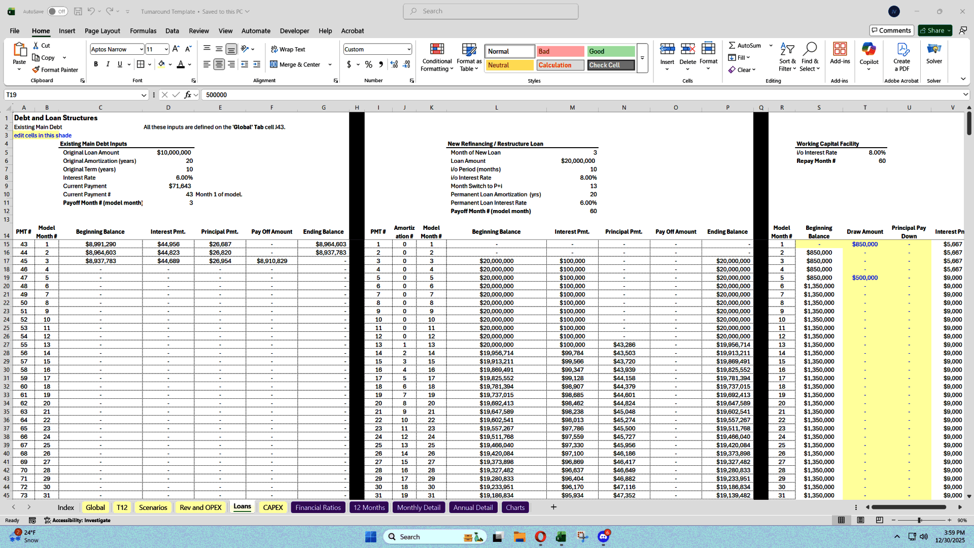 Business Turnaround Scenario & Sensitivity Financial Model (Excel template (XLSX)) Preview Image