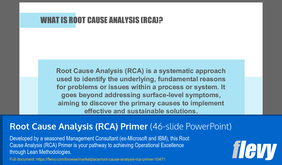 Root Cause Analysis (RCA) Primer (46-slide PPT PowerPoint presentation slide deck (PPTX)) Preview Image