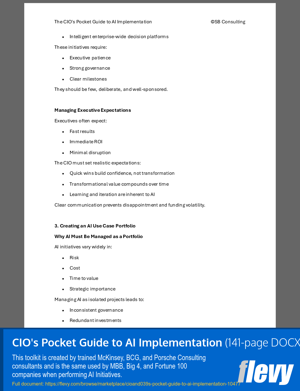CIO's Pocket Guide to AI Implementation (141-page Word document) Preview Image