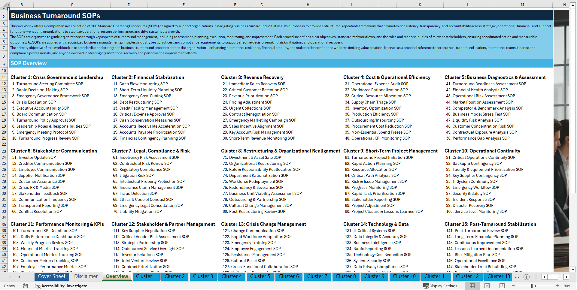 100+ Business Turnaround SOPs (Excel template (XLSX)) Preview Image