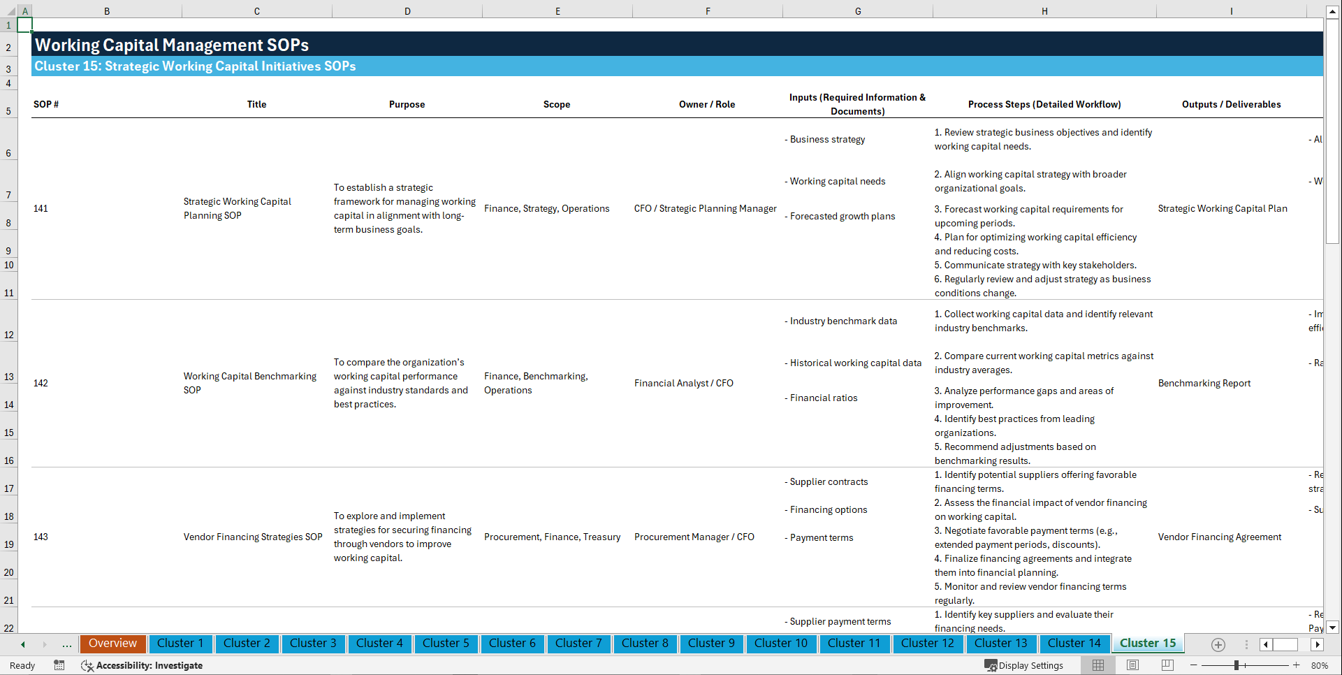 100+ Working Capital Management SOPs (Excel template (XLSX)) Preview Image