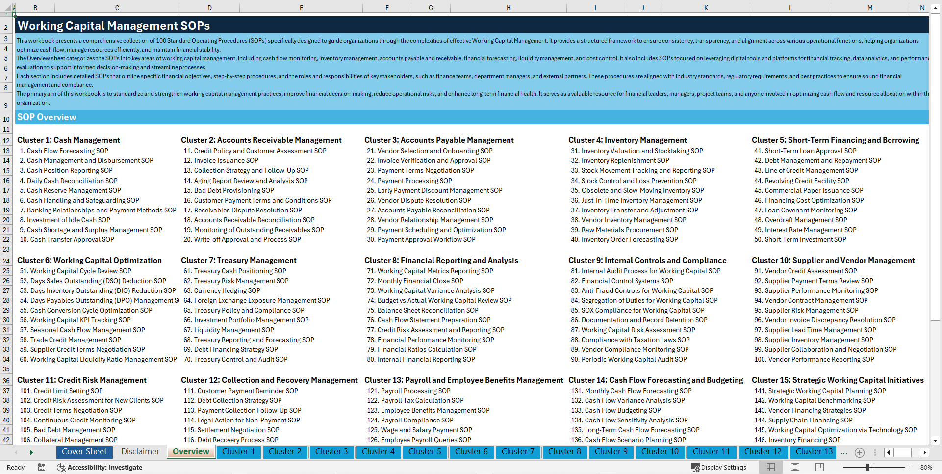 100+ Working Capital Management SOPs (Excel template (XLSX)) Preview Image