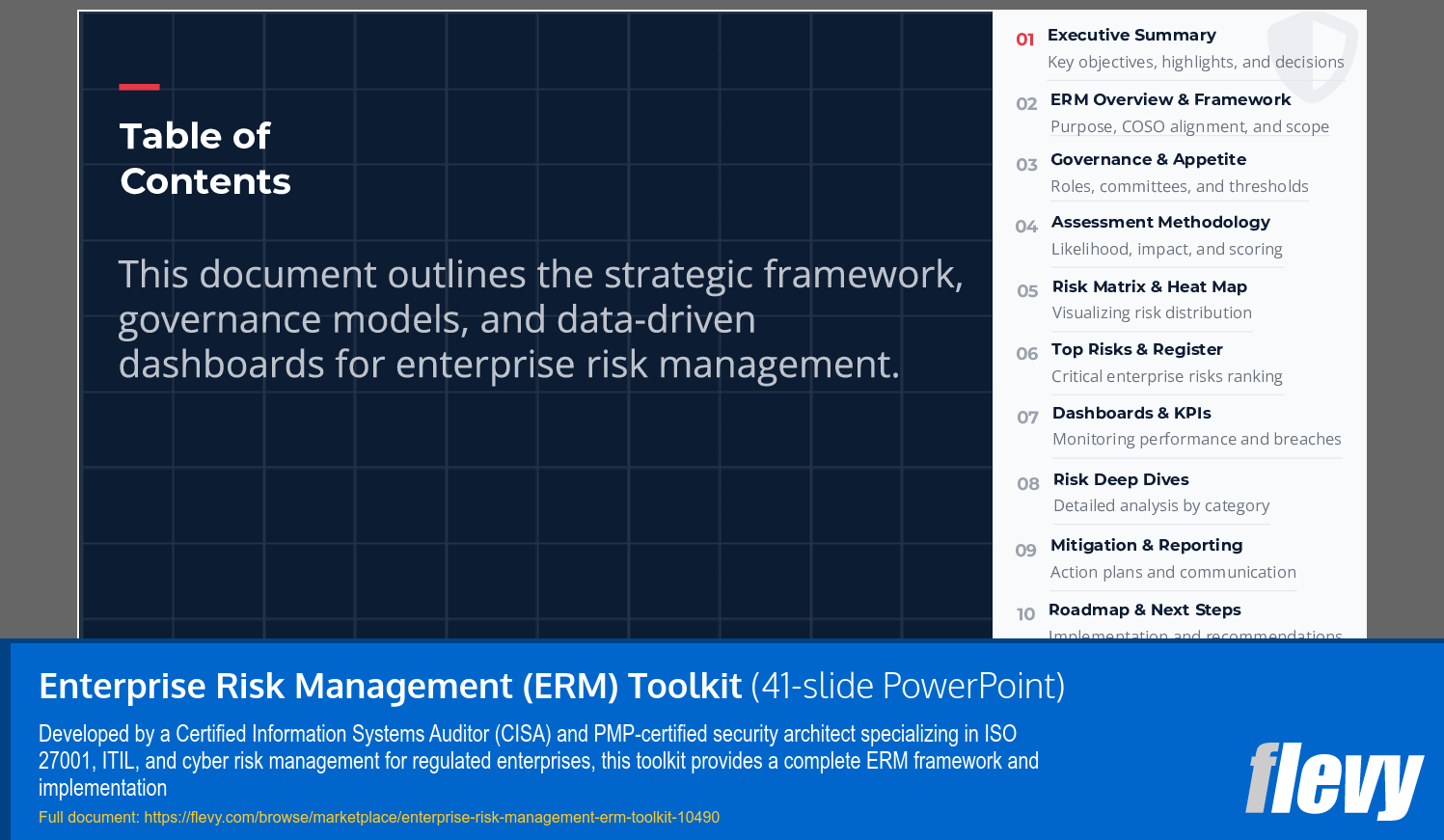 Enterprise Risk Management (ERM) Toolkit (41-slide PPT PowerPoint presentation slide deck (PPTX)) Preview Image